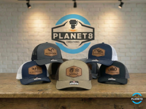 Leather Patch Hat Laser Engraving - Planet 8 Creations